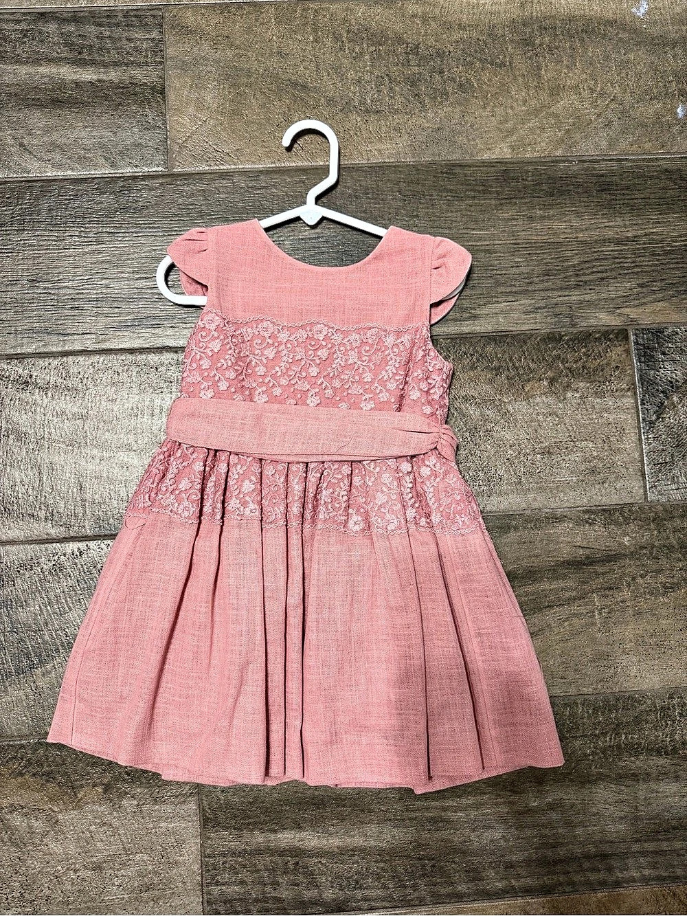 mayoral Pink Embroidered Dress with Sash Floral Pink Girls' Dress